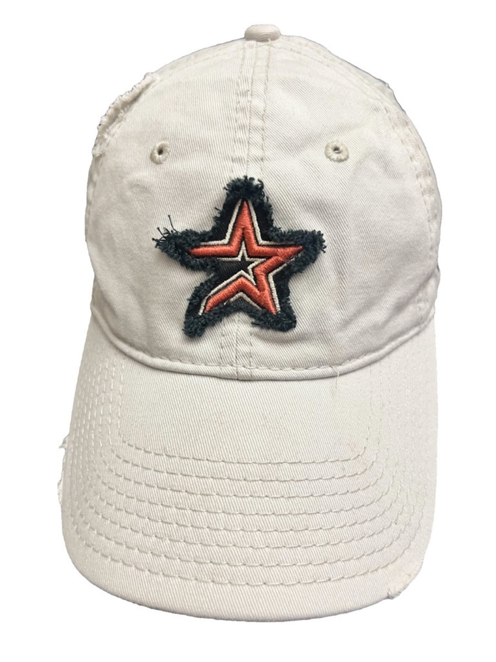Vintage Houston Astros Distressed Baseball Cap Adjustable Back Light Khaki
